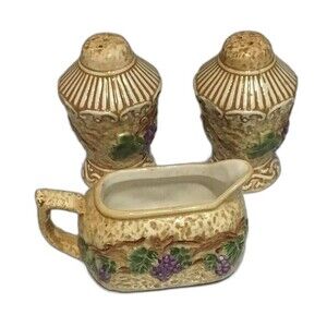 From the Vineyard- Salt & Pepper Shakers with Cream Pitcher